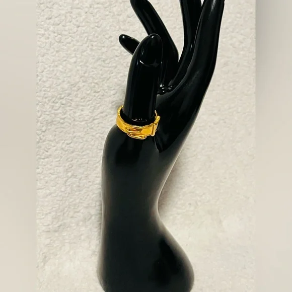 HERMES Gold Plated Belt Buckle Scarf Ring - Vintage - Picture 8 of 14